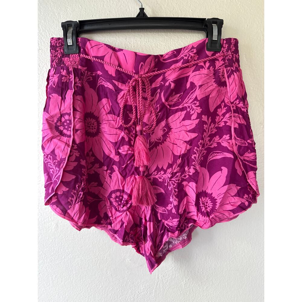 NEW! Anthropologie Tunic Floral Red Pink Sleep Set Top and Bottom Shorts size M - Picture 3 of 15